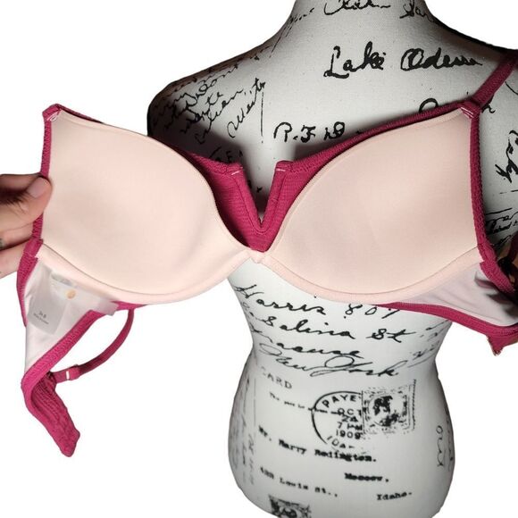 Shade & Shore 34b Magenta Raspberry Swim Bikini Top Underwire Textured - Picture 4 of 10